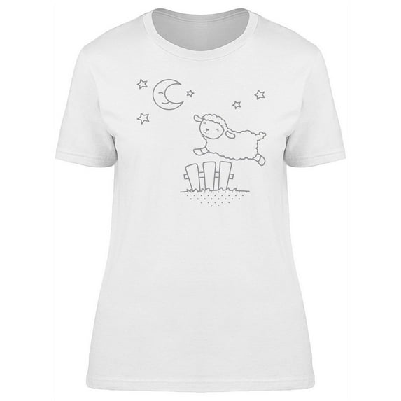 Cute Sheep Sketch Doodle Tee Women's -Image by Shutterstock