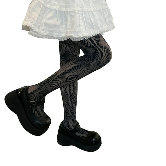 Yokua Womens Fishnet Stockings Rose Lace Tights Pantyhose Hollow out Patterned Tights