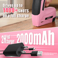 thumbnail image 7 of SHALL Pink Electric Staple Gun, 2 in 1 Cordless Staple Gun for Wood, 4V Rechargeable Brad Nailer Kit w/ 2500 Staples Nails, Staple Remover & Fast Charger for Crafts, DIY, Decoration, 7 of 7