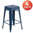 thumbnail image 3 of BizChair Commercial Grade 4 Pack 24" High Backless Distressed Antique Blue Metal Indoor-Outdoor Counter Height Stool, 3 of 13