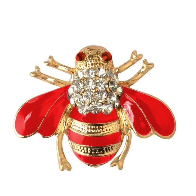 Abeja broche esmalte lindo exquisito diamantonal encantador romántico vendimia pechuga de la vendimia día de San Valentín broches para mujer joyería regalo rojo Inevent AP004693-03