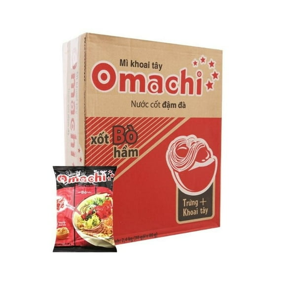 Omachi Instant Noodles 80g – Braised Beef Flavor, Non-Fried Potato Noodles (Pack of 30)