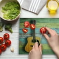 thumbnail image 3 of Music Cutting Board, Acoustic Guitar on Colorful Painted Aged Wooden Planks Rustic Country Design Print, Decorative Tempered Glass Cutting and Serving Board, Large Size, Multicolor, by Ambesonne, 3 of 5