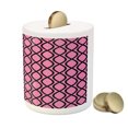 thumbnail image 3 of Hot Pink Piggy Bank, Vertical Wavy Lines Tangled Stripes Curves Girlish Feminine Design Modern, Ceramic Coin Bank Money Box for Cash Saving, 3.6" X 3.2", Pink Black, by Ambesonne, 3 of 4