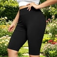 thumbnail image 3 of Bloomae Plus Size High Waisted Biker Shorts for Women-Basic Solid Color Tummy Control Fitness Athletic Workout Running Yoga Gym Shorts, 3 of 10