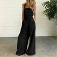 thumbnail image 2 of lcziwo Prime Sales, Womens Casual Loose Bib Overalls with Pockets Solid Color Wide Leg Jumpsuits Button Bottom One Piece Jumper Pants 2025 Summer Fashion Beach Outfits, 2 of 6