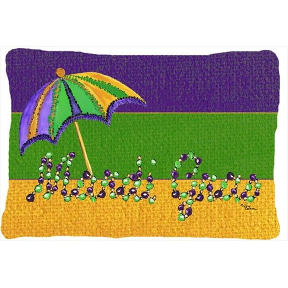 Carolines Treasures 8381PW1216 Mardi Gras Indoor & Outdoor Decorative Fabric Pillow - 12 x 16 in.