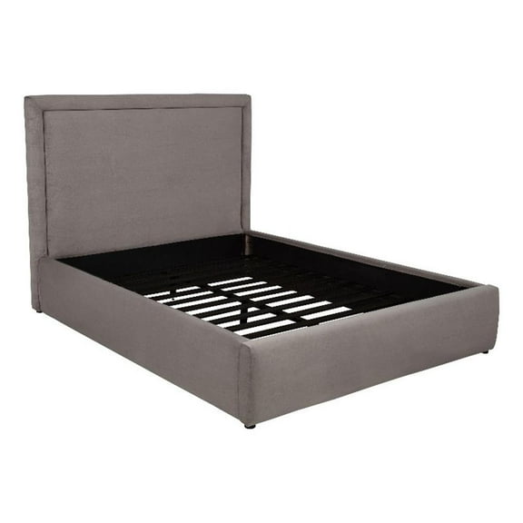Pemberly Row 55" Upholstered Fabric Queen Platform Bed in Mushroom Gray