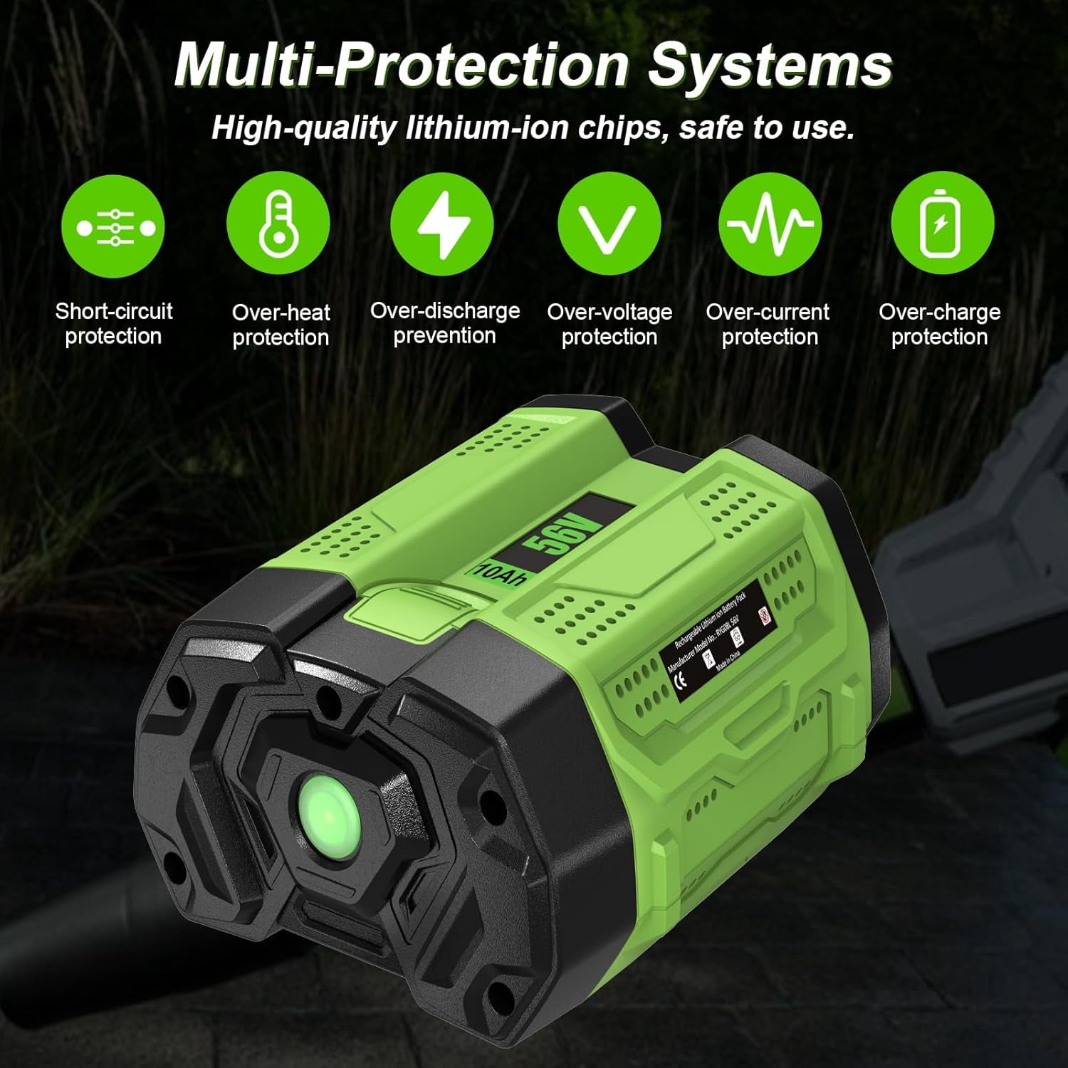 Upgraded 10.0Ah 56 Volt Replacement for EGO Battery High Capacity BA5600T BA1400T BA4200T BA2240 BA2800 BA1120 BA2800T Compatible with EGO All 56 Volt Power Tool and Chargers