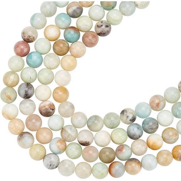 188 Pcs Nature Stone Beads 8mm Natural Amazonite Round Beads Gemstone Loose Beads for Bracelet Necklace Jewelry Making (Hole: 1mm) Colorful