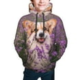 thumbnail image 5 of Kll Unisex Kids Boys Girls Hooded Pocket Pullover Hoodies-Dog In Lavender Flowers, 5 of 9