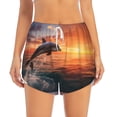 thumbnail image 2 of Pofeuu Sunset Dancing Dolphin B Print Women's Athletic Shorts Running Workout Shorts Tummy Control Quick Dry Gym Shorts with Pockets Double layer sports shorts-Medium, 2 of 7