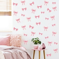 2 Sheet Pink Bowknot Decals Bow Tie Wall Stickers Vinyl Peel and Stick for Girls Bedroom Living Room Wall DIY Decor