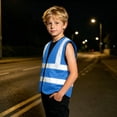 thumbnail image 4 of ATORRE Boys Girls Reflective Vest 2026 Stylish Lightweight Kids Zipper Safety High Visibility Vest for Outdoor Cycling Skiing Walking Blue 6-7 Years, 4 of 9