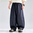 thumbnail image 4 of UACY Boys Baggy Jeans Teen Y2K Casual Straight Wide Leg Denim Pants Vintage Preppy Loose Elastic Waist Fit (Dark Blue, 9-10 Years), 4 of 7