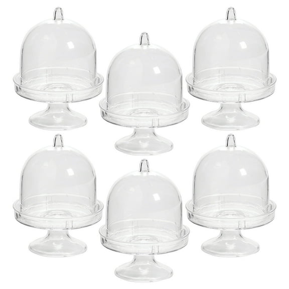 Fun Express 2 3/4" Bulk 48 Pieces Mini Clear Plastic Cake Stands with Dome Lids