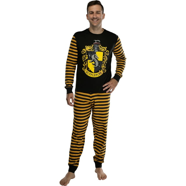 Harry Potter Pyjama Adulte en Coton Ajusté avec Blason de la Maison de Poudlard TG