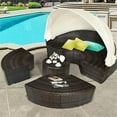 thumbnail image 5 of Pemberly Row Patio Rattan Daybed Cushioned Sofa Top Canopy Brown, 5 of 8