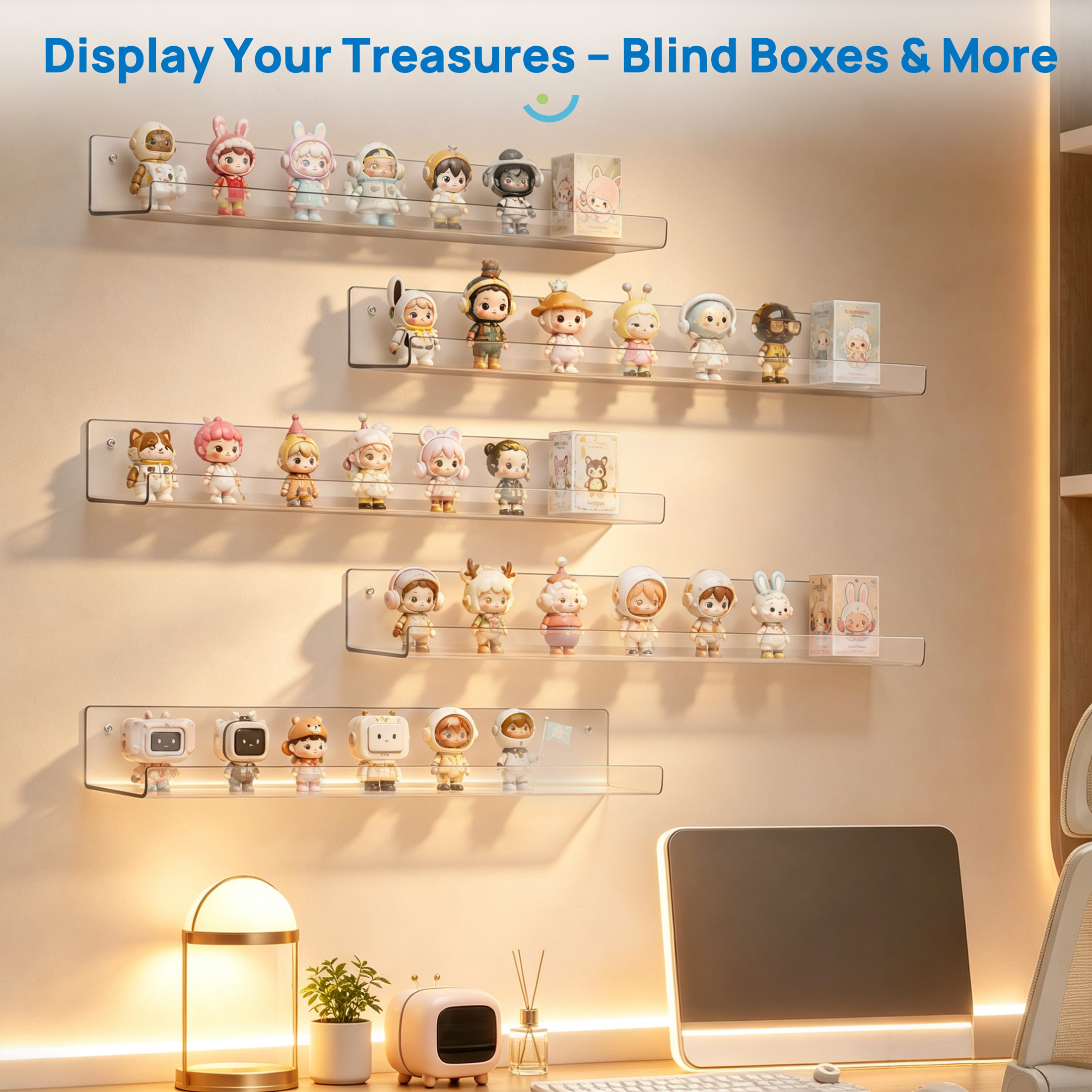 Sindcom 15-Inch Acrylic Floating Shelves, 5-Pack, Clear photo 8