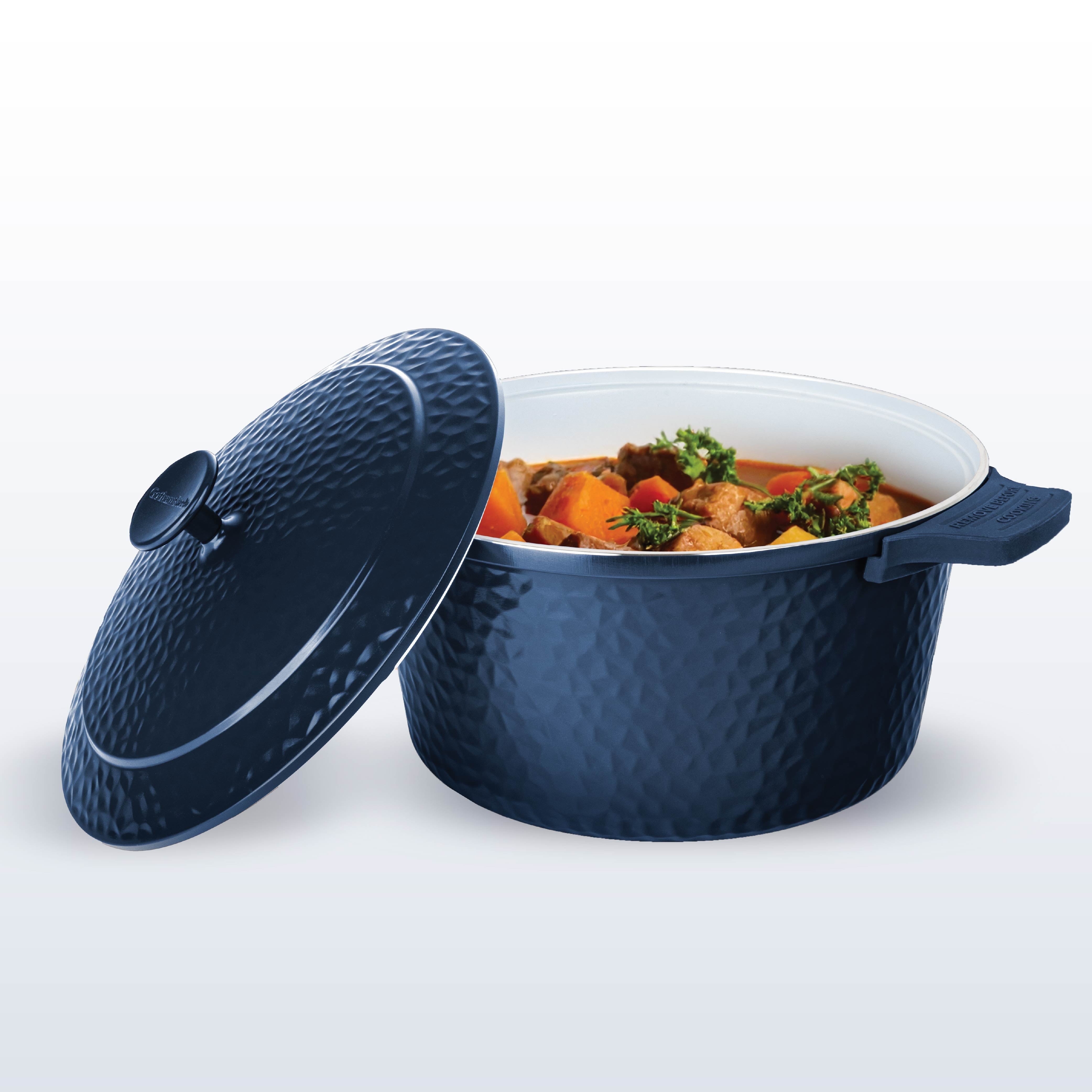 Gotham Steel Ceramic Hammered 5-Qt Dutch Oven with Lid, Navy photo 1
