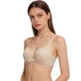 thumbnail image 4 of Lace Push Up Bra For Lift Support Side Coverage Elegant Design Daily, 80B, Beige, 4 of 4