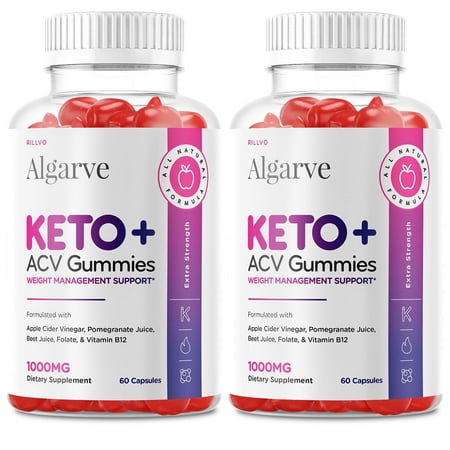 (2 Pack) Algarve Keto Gummies - Algarve Keto ACV Gummy’s - Supplement for Weight Loss - Energy & Focus Boosting Dietary Supplements for Weight Management & Metabolism - 120 Gummies