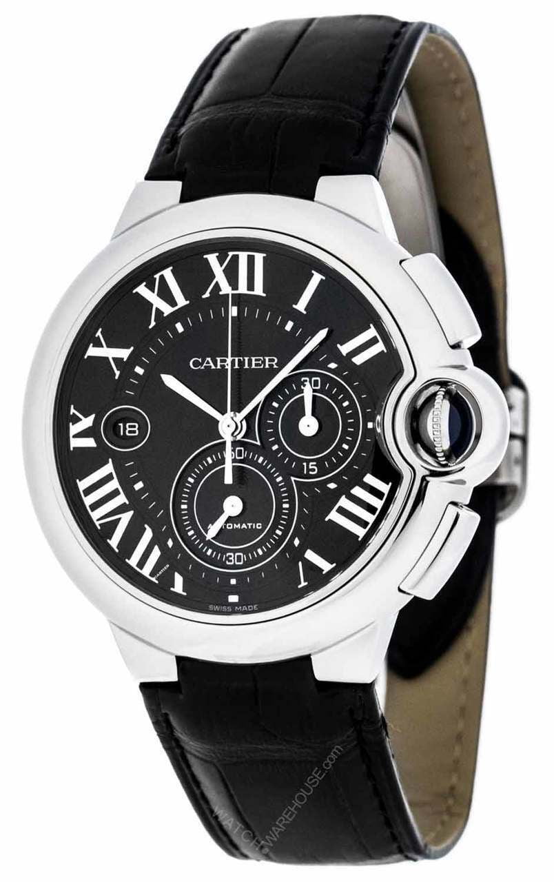 CARTIER Ballon Bleu 47MM Automatic SS BLK Leather Men's Watch W6920052 -  Walmart.com