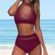 thumbnail image 2 of Gibobby Conjunto de bikini para mujer Bikini de cintura alta para mujer, bañadores sexys de dos piezas con realce, traje de baño Vintage, conjunto de Bik(Vino,G), 2 of 5