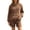 Coffee, variant on Two Piece Fuzzy Sets for Women Fleece Long Sleeve Hoodie and Shorts Matching Lounge Outfits