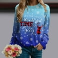 thumbnail image 2 of Futezty Merry Christmas Sweartshirt for Women Xmas Buffalo Plaid Tree Tops Color Block Snowflake Print Long Sleeve Shirt, 2 of 6