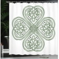 thumbnail image 3 of Ambesonne Celtic Shower Curtain, Irish 4 Leaf Clover Motif, 69"Wx84"L, Pale Green White, 3 of 4