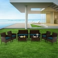 thumbnail image 1 of Costway 8 PCS Patio Furniture Set with Washable Cushions and Tempered Glass Coffee Table Blue, 1 of 9