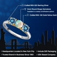 thumbnail image 2 of Gem Stone King 925 Silver and 10K Yellow Gold Simulated White Opal and Persian Blue Moissanite Engagement Ring for Women | 1.50 Cttw | Round Cabochon 5MM | Gemstone October Birthstone | Size 9, 2 of 6