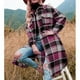 thumbnail image 4 of Abrigo de solapa para mujer, camisa larga de franela a cuadros con botones y solapa para mujer Camisas largas de franela a cuadros para mujer Claridad notable, 4 of 9