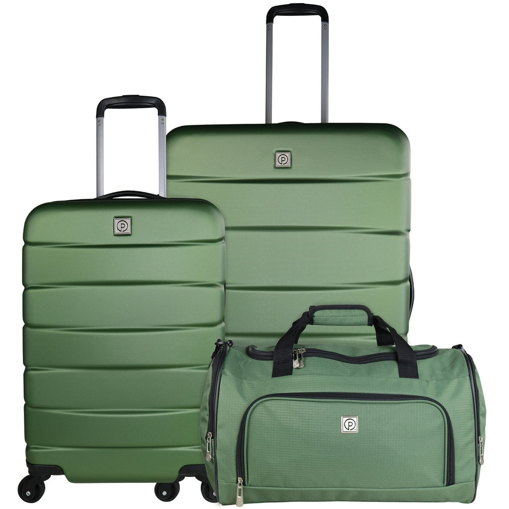 Protege Protege 3 Piece ABS Hard Side Luggage Travel Set Green