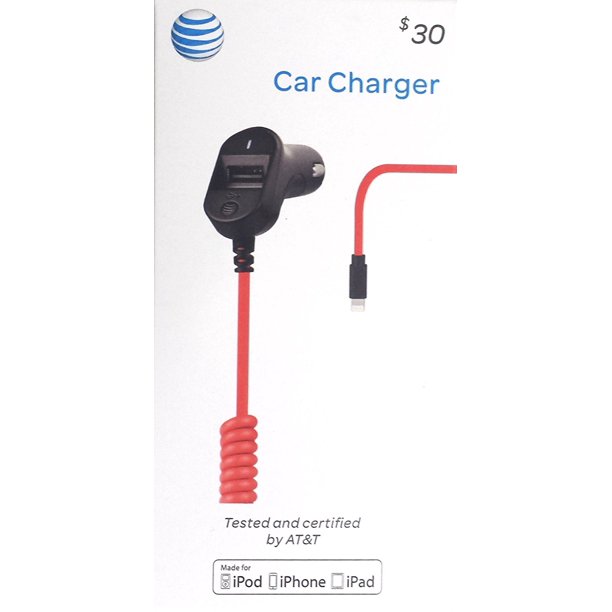 AT&T 3.4 Amp Lightning Rapid Car Charger for Apple Devices with Extra