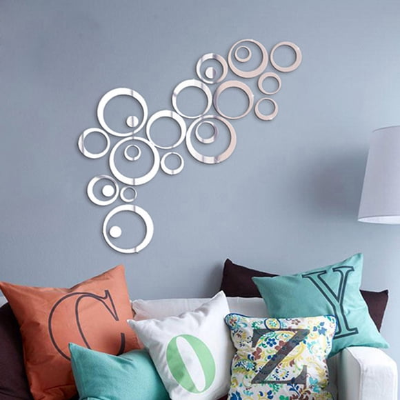 Boovnll Wall Decor, 23Pcs 3D Circles Mirror Wall Sticker DIY Decal Vinyl Mural Home Decor Removable, Home Decor, Wall Art, Wall Art for Living Room