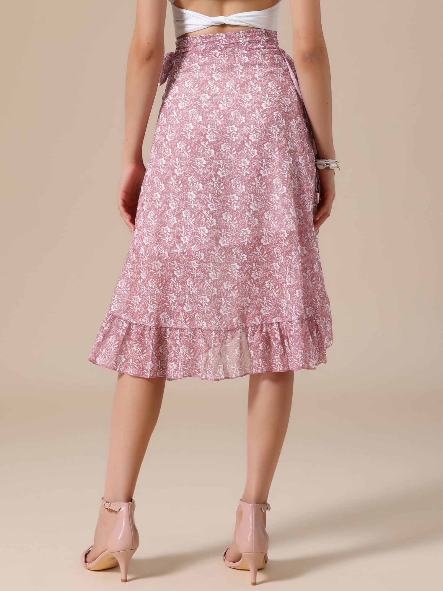 DARING DIVA Women's Hem Beach Ruffle Skirts X-Small Pink