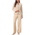 thumbnail image 2 of INSPIRE CHIC Blazers for Women Business Casual Lightweight Collarless Single Breast Long Sleeve Blazer Jacket with Pockets XL Apricot, 2 of 5