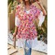 thumbnail image 2 of Camisa holgada de verano con empalme de borlas y cintura con estampado de manga corta para mujer, 2 of 6