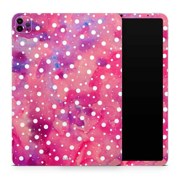 DesignSkinz White Polka Dots Over Pink Watercolor Grunge Full-Body Skin Decal Wrap Cover for iPad (A1219/A1337)