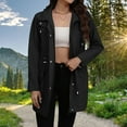 thumbnail image 7 of Womens Long Hiking Jackets Waterproof Zipper Outdoor Active Fashion Jackets Windbreaker Tunic Trench Coat with Pocket Black, M, 7 of 7