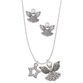 thumbnail image 1 of Delight Jewelry Silvertone Clear Crystal Lucky Star Silver tone Guardian Angel Charm Necklace and Stud Earrings, 1 of 4