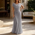thumbnail image 2 of Wsysadlol Womens Summer Dresses Women Elegant Summer Solid Knit Maxi Dress Pleated Neckline Slim Fit Long Dress For Formal Occasions & Evening Party, 2 of 6