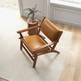 thumbnail image 6 of Kruger Mid-Century Modern Tight Back Genuine Leather Lounge Chair in Tan, 6 of 6