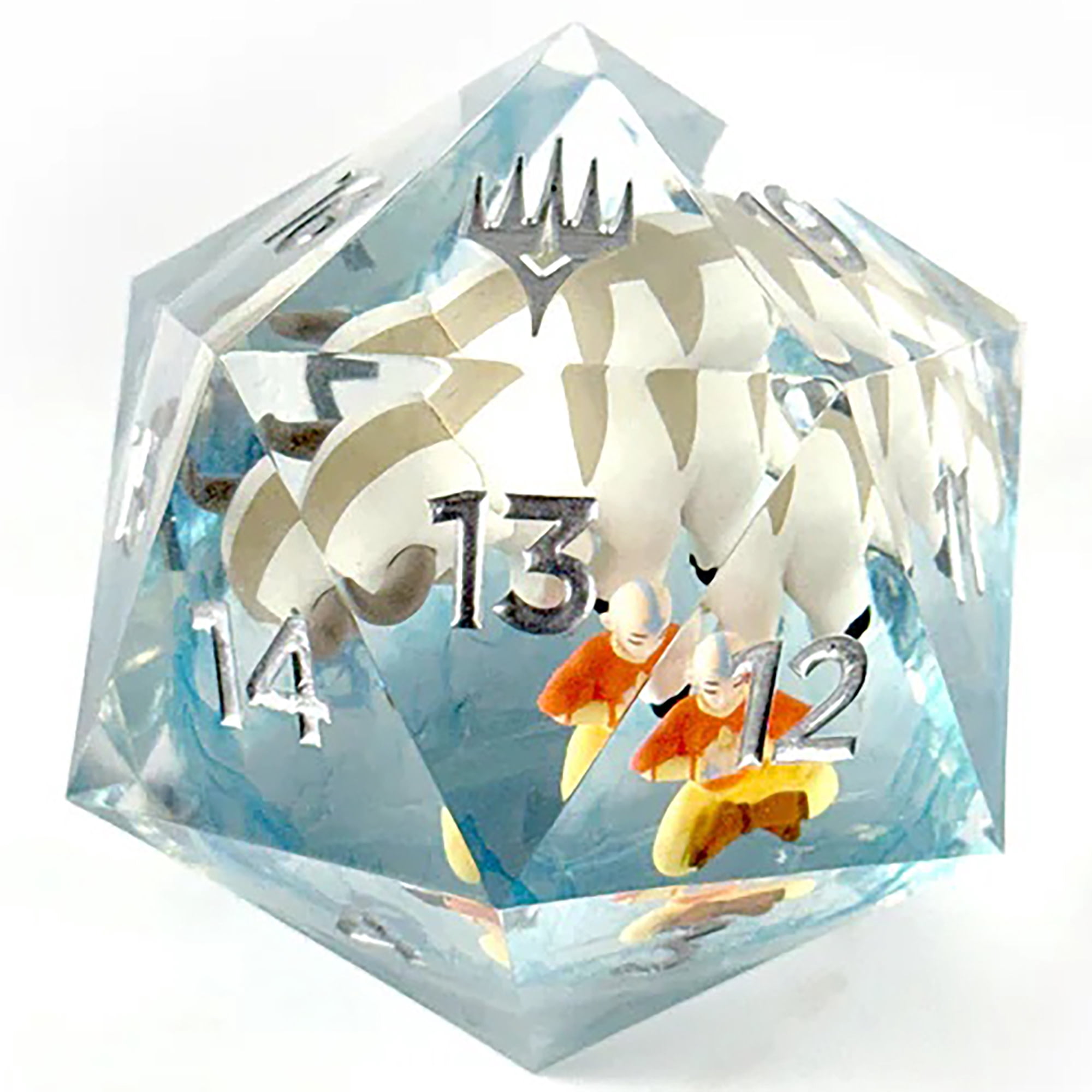 Magic The Gathering: Avatar the Last Airbender - 55mm Spindown d20 Life Counter - 3D Aang & Appa Figures In Resin, Orange & Blue, RPG Collectible Dice