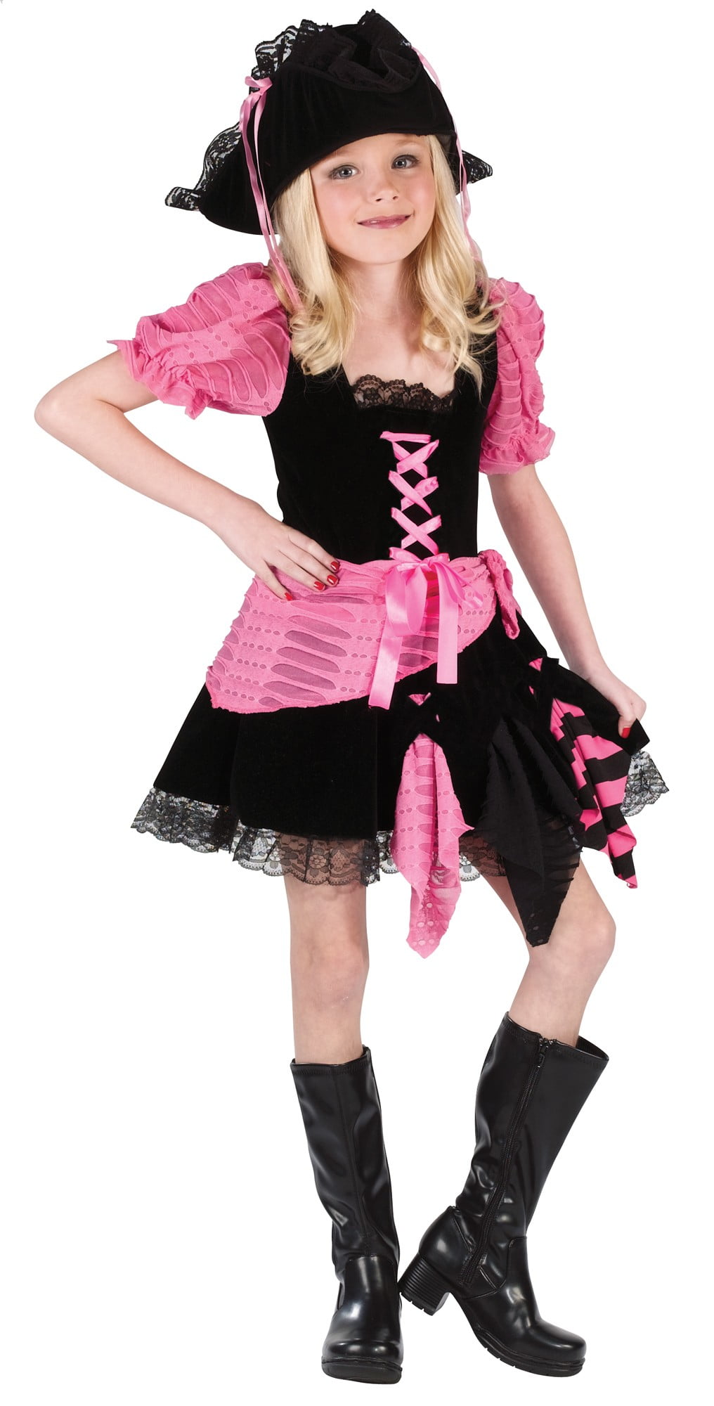 Child Girls Pink Punk Pirate High Seas Buccaneer Pirate Ship Halloween