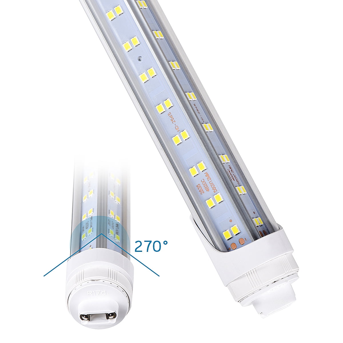 10 PCS-T8 T10 T12 LED Tube Light, 8 foot , 150W Rotate V Shaped, R17D/HO 8FT LED Bulb ,6000K Cold White, 18800LM, Clear Cover, (Replacement for F96T12/CW/HO 250W), Ballast Bypass,Dual-End Powered