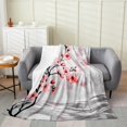 thumbnail image 1 of Erosebridal Chic Cherry Blossoms, Exotic Style Fuzzy Blanket Throw, Japanese Theme Room Decor, 1 of 7