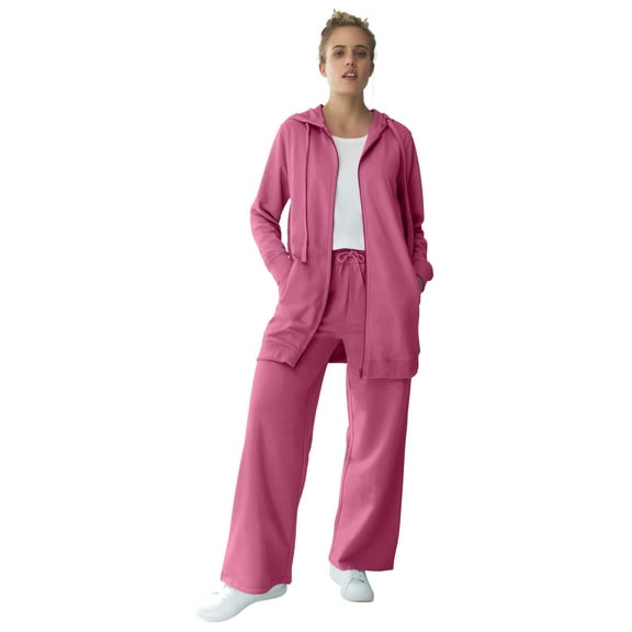 Ellos Plus Size Wide Leg French Terry Sweatpant